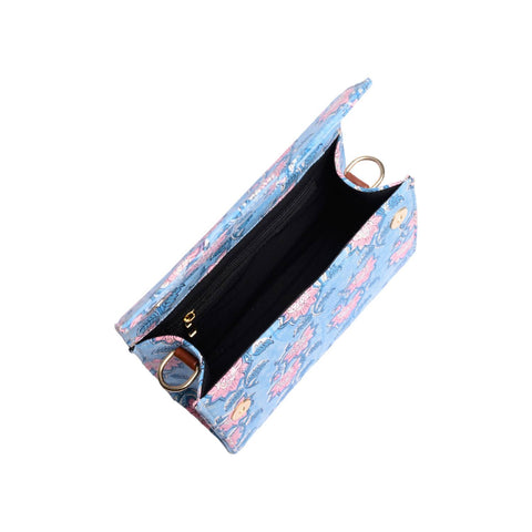 FLOATING WATER LILY IN OCEAN COTTON PRINTED BOX BAG