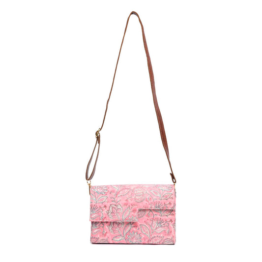 OPIUM POPPY JAAL_PINK COTTON PRINTED BOX BAG
