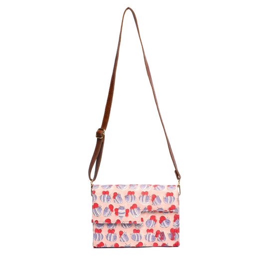HONEY BEE_PEACH COTTON PRINTED BOX BAG