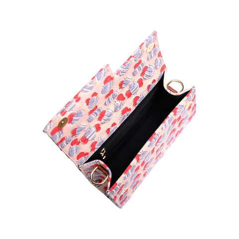 HONEY BEE_PEACH COTTON PRINTED BOX BAG