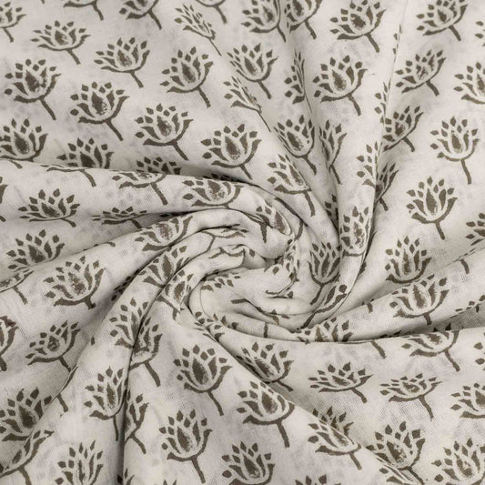 COTTON PRINTED FABRIC CEMENT LOTUS BUTTI