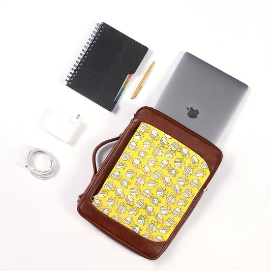 HONEY BEE HAND BLOCK COTTON PRINTED & VEGAN LEATHER LAPTOP SLEEVE 13″