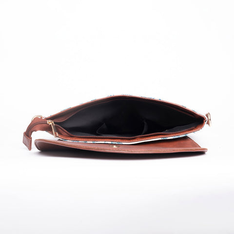 FLOATING WATER LILY OCEAN COTTON PRINTED SLING BAG