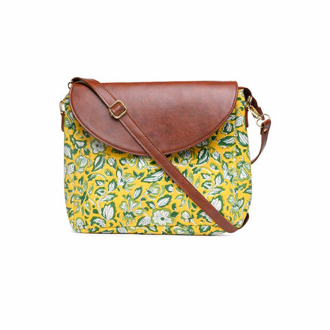 ATUAMN HENSA HAND BLOCK COTTON PRINTED VEGAN SLING BAG