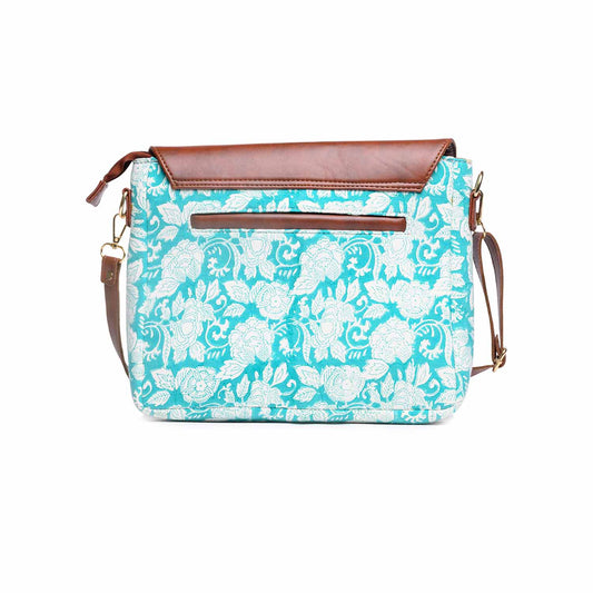 SAPHIRE FLORA HAND BLOCK PRINTED COTTON SLING BAG