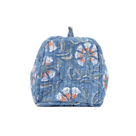 DHOB BUTTA HAND BLOCK COTTON PRINTED QUILTED TOILETRY POUCH