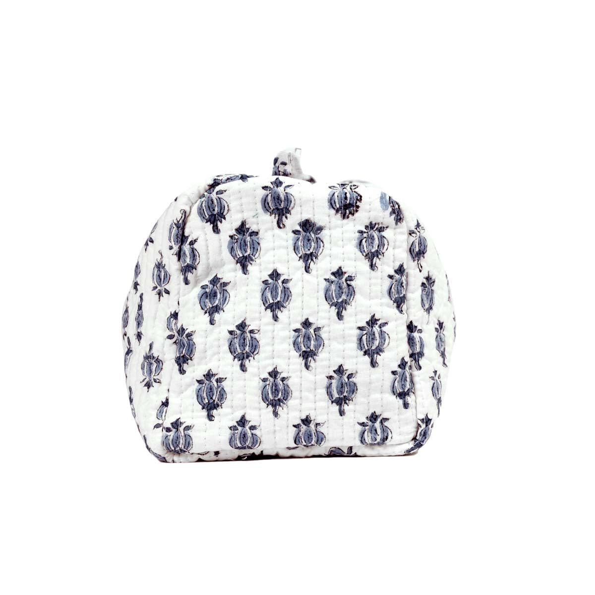 XENIA BUTTI HAND BLOCK COTTON PRINTED QUILTED TOILETRY POUCH