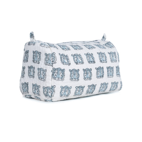EGIPTIN LION HAND BLOCK COTTON PRINTED QUILTED TOILETRY POUCH