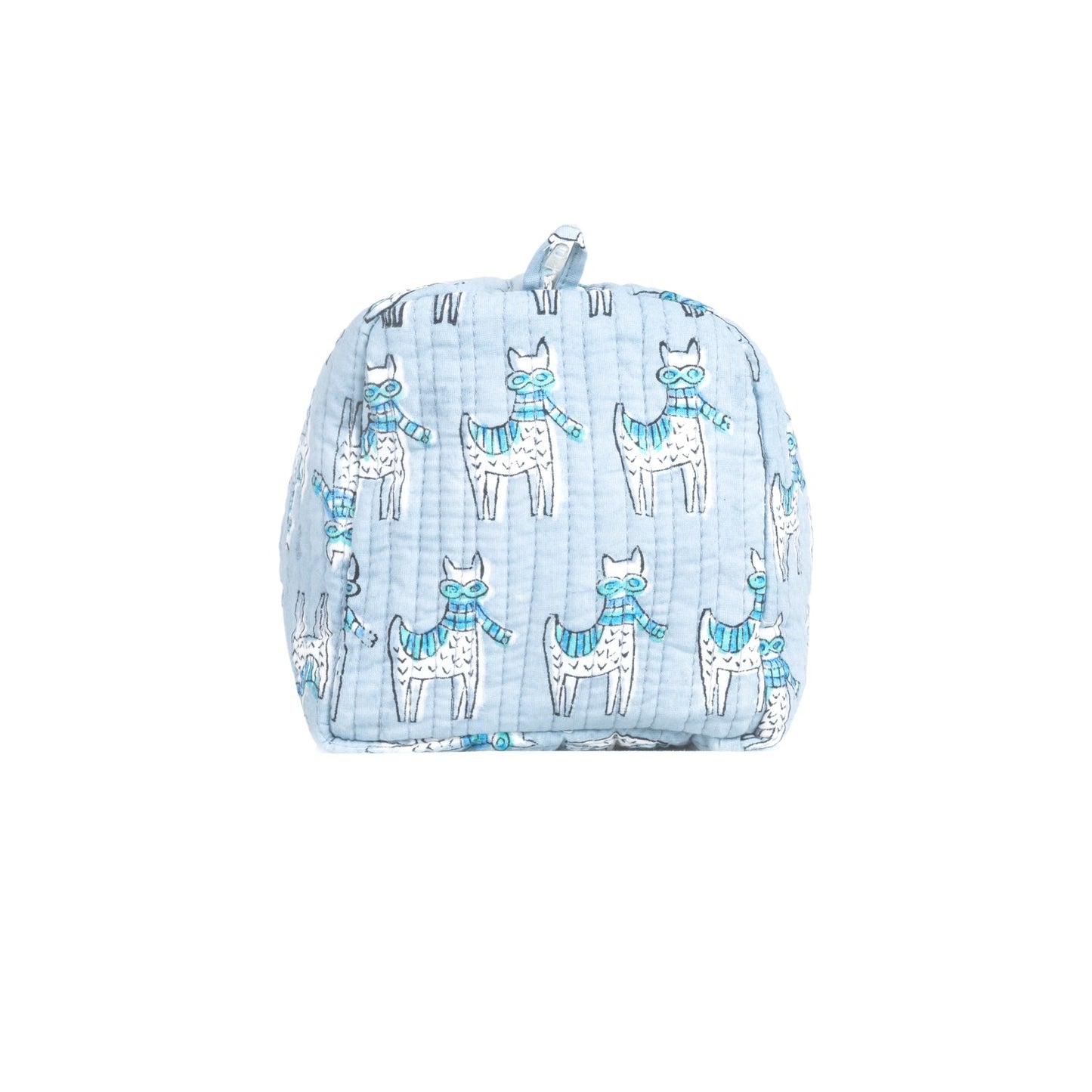 MOON WALK BY CAT HAND BLOCK COTTON PRINTED QUILTED TOILETRY POUCH