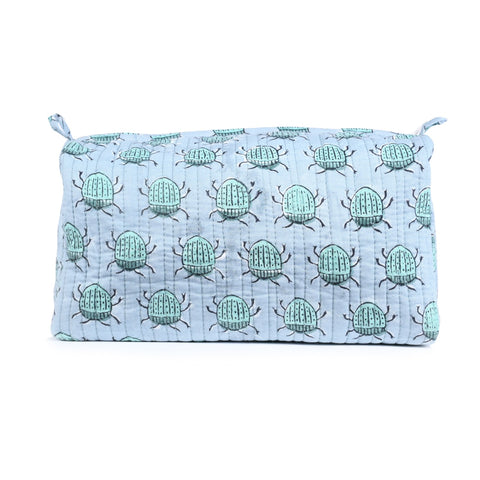 BUG BUTTI HAND BLOCK COTTON PRINTED  QUILTED TOILETRY POUCH