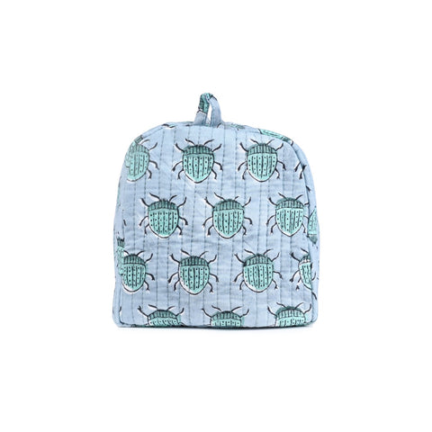 BUG BUTTI HAND BLOCK COTTON PRINTED  QUILTED TOILETRY POUCH