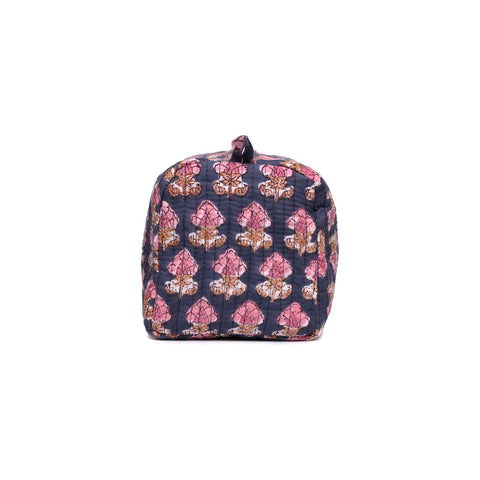 PASSION BUTI BLUE PINK HAND BLOCK COTTON PRINTED QUILTED TOILETRY POUCH