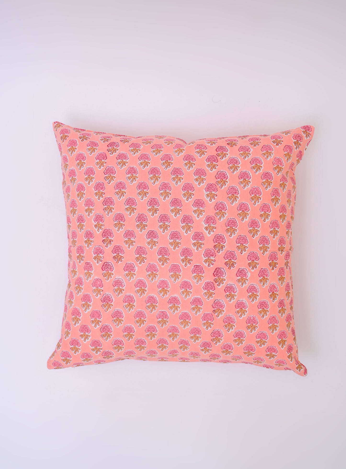 PINK GUL BUTTI FLORAL - COTTON PRINTED SQUARE CUSHION COVER