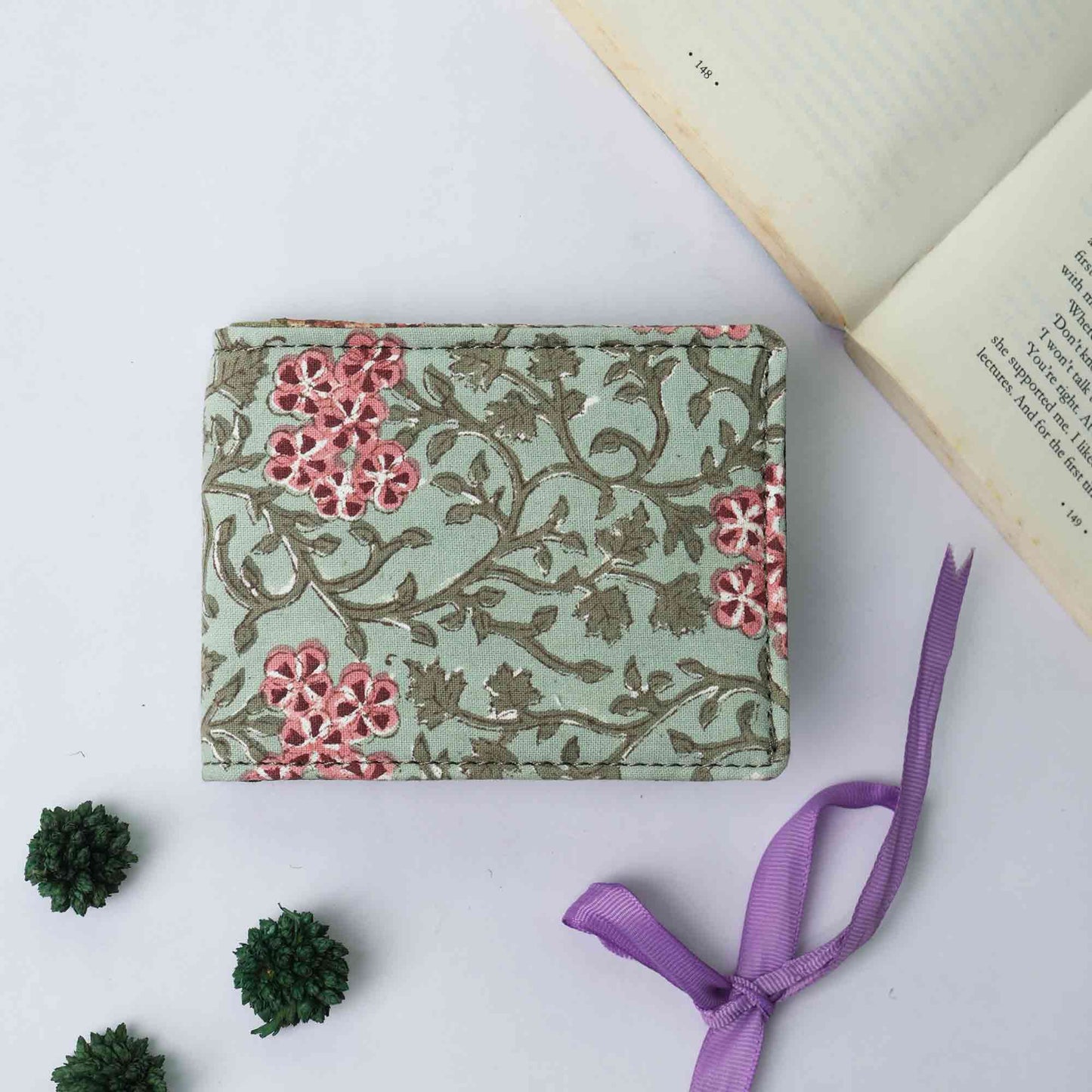 HAND BLOCK COTTON PRINTED GREEN MEN’S WALLET