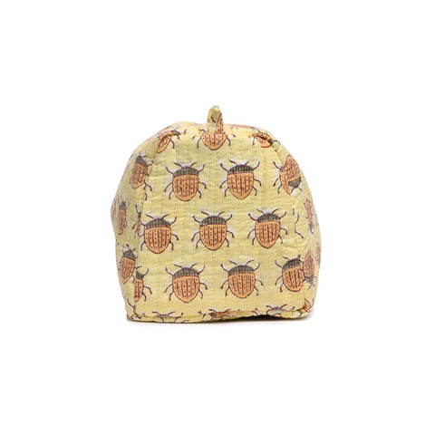 BUG HAND BLOCK COTTON PRINTED QUILTED TOILETRY POUCH