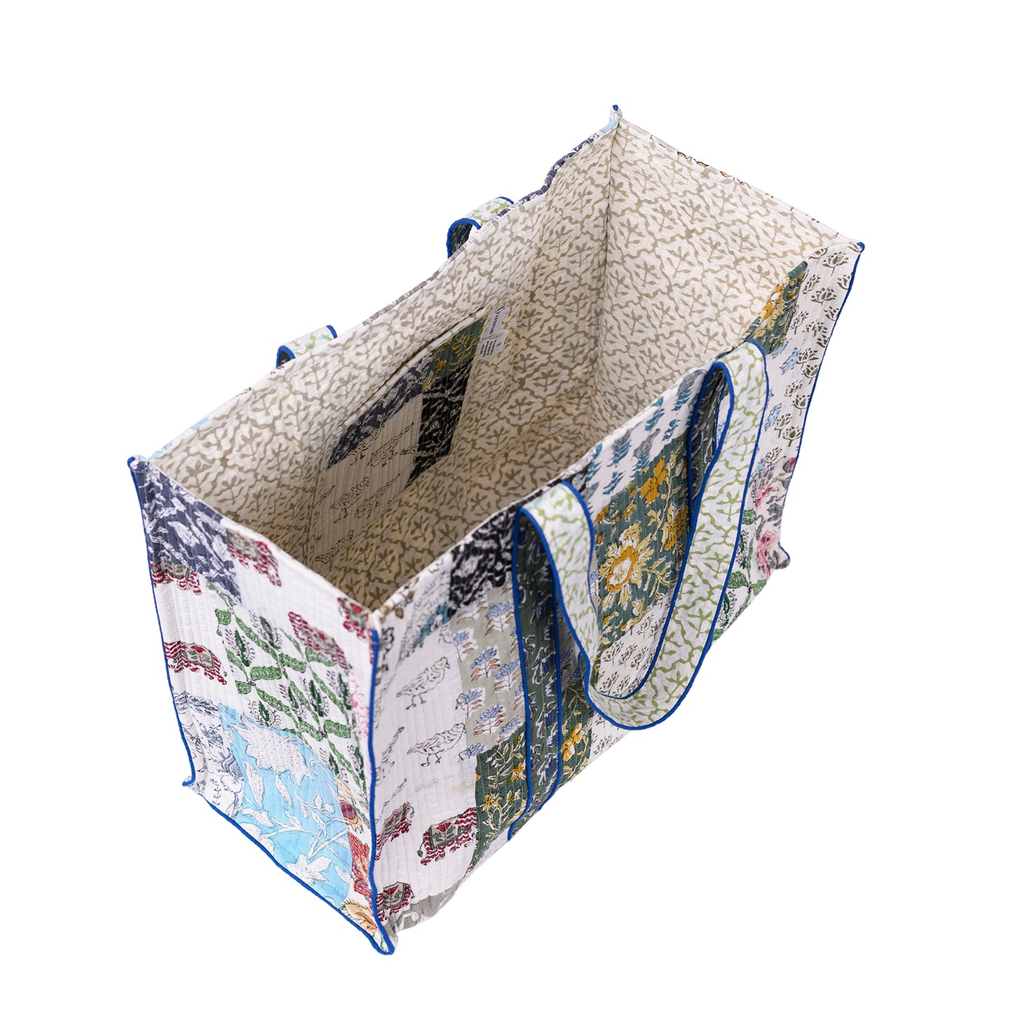 FIRANGI PAANI HAND BLOCK COTTON PRINTED QUILTED TOTE BAG