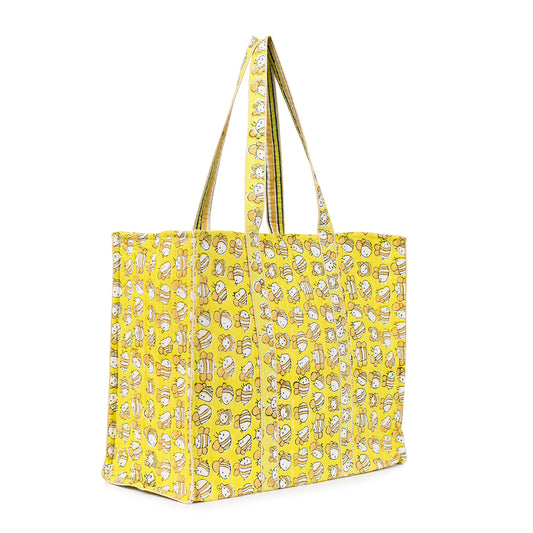 HONEYBEE HAND BLOCK COTTON PRINTED QUILTED TOTE BAG