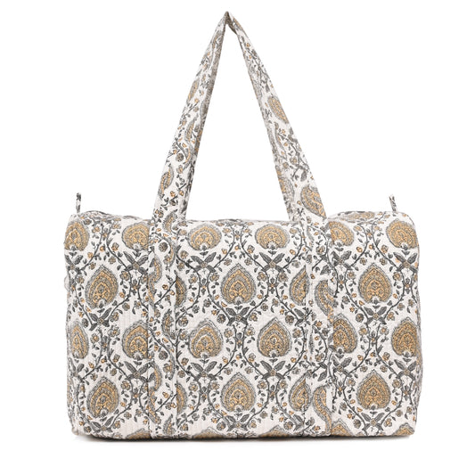 BETTLE JAAL BLOCK PRINTED QUILTED TRAVEL DUFFLE BAG BIG