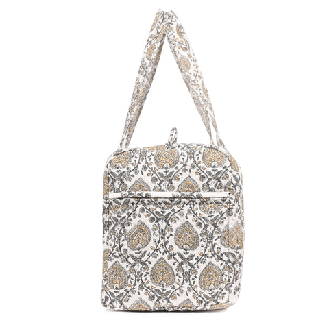 BETTLE JAAL BLOCK PRINTED QUILTED TRAVEL DUFFLE BAG BIG