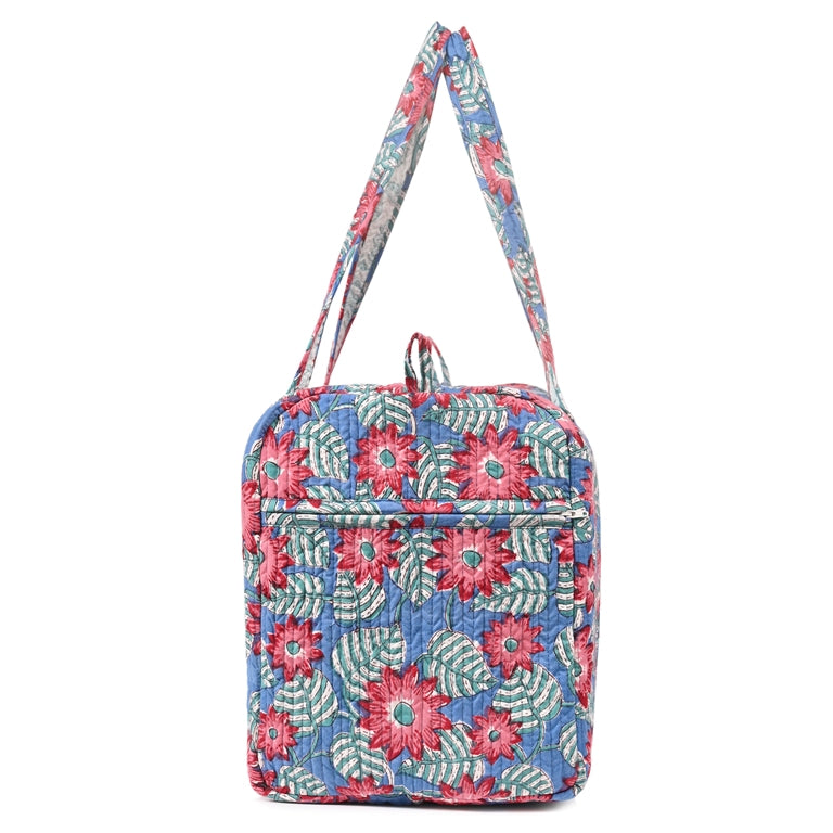 NAASPEETA JAAL HAND BLOCK PRINTED QUILTED TRAVEL DUFFLE BAG BIG