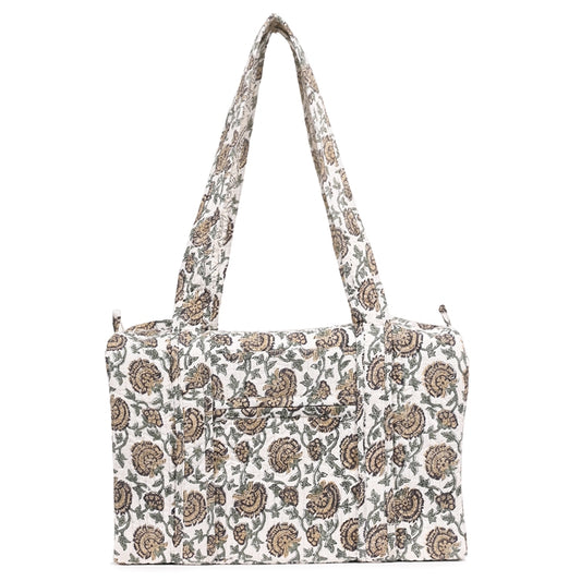 BETTLE JAAL 2 HAND BLOCK PRINTED QUILTED TRAVEL MICRO DUFFLE BAG