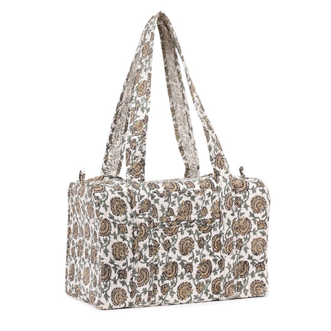 BETTLE JAAL 2 HAND BLOCK PRINTED QUILTED TRAVEL MICRO DUFFLE BAG