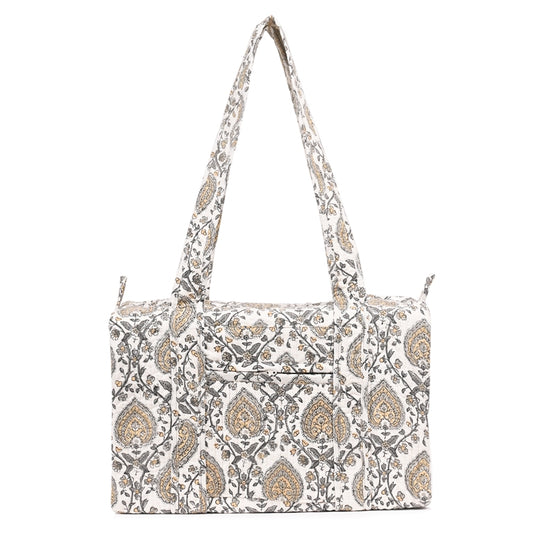 BETTLE JAAL HAND BLOCK PRINTED QUILTED TRAVEL MICRO DUFFLE BAG
