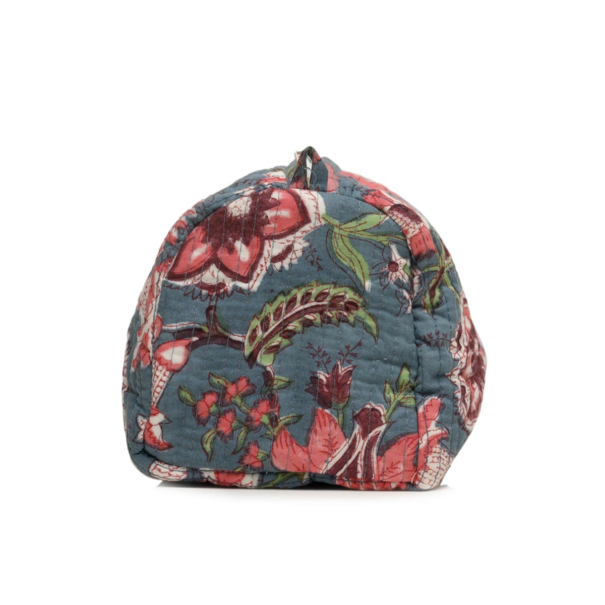 MIDNIGHT OPEIUM GARLAND HAND BLOCK COTTON PRINTED QUILTED TOILETRY POUCH