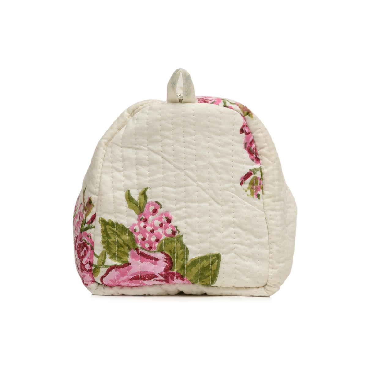 RUSSINE ROSE BOUQUE HAND BLOCK COTTON PRINTED QUILTED TOILETRY POUCH