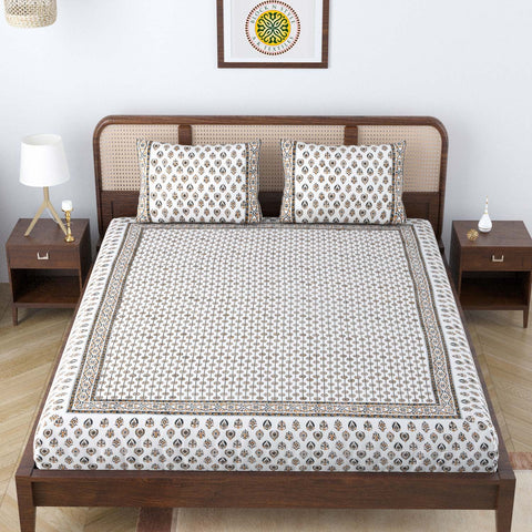 RAKHI BUTTI DOUBLE BEDCOVER BROWN