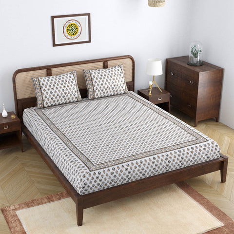 RAKHI BUTTI DOUBLE BEDCOVER BROWN