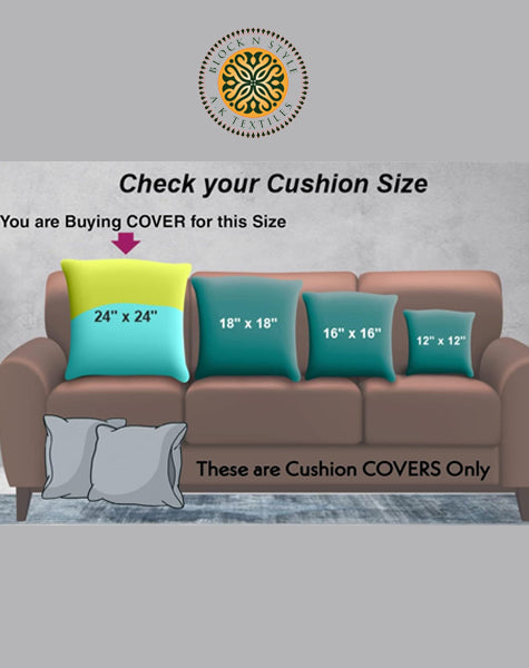 ACANTHA - HAND BLOCK COTTON PRINTED SOFA / LIVING ROOM SQUARE CUSHION COVER