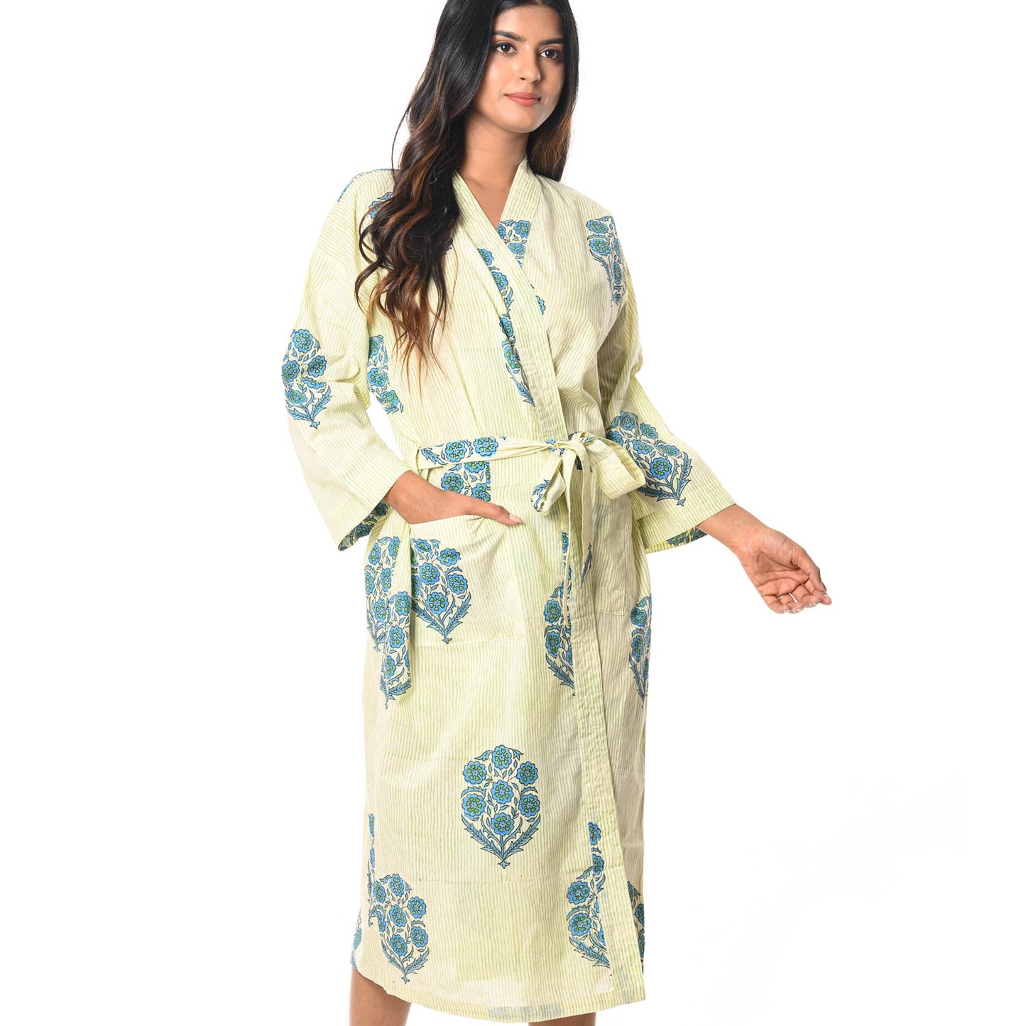 BOUQUET COTTON PRINTED BATHROBE
