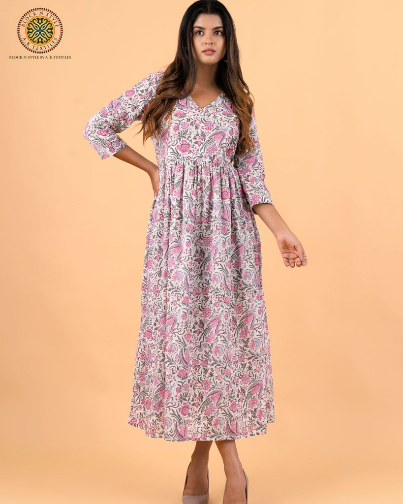 Block N Style by A K Textiles: Hand Block Cotton Printed Dress – Your Perfect Summer Companion