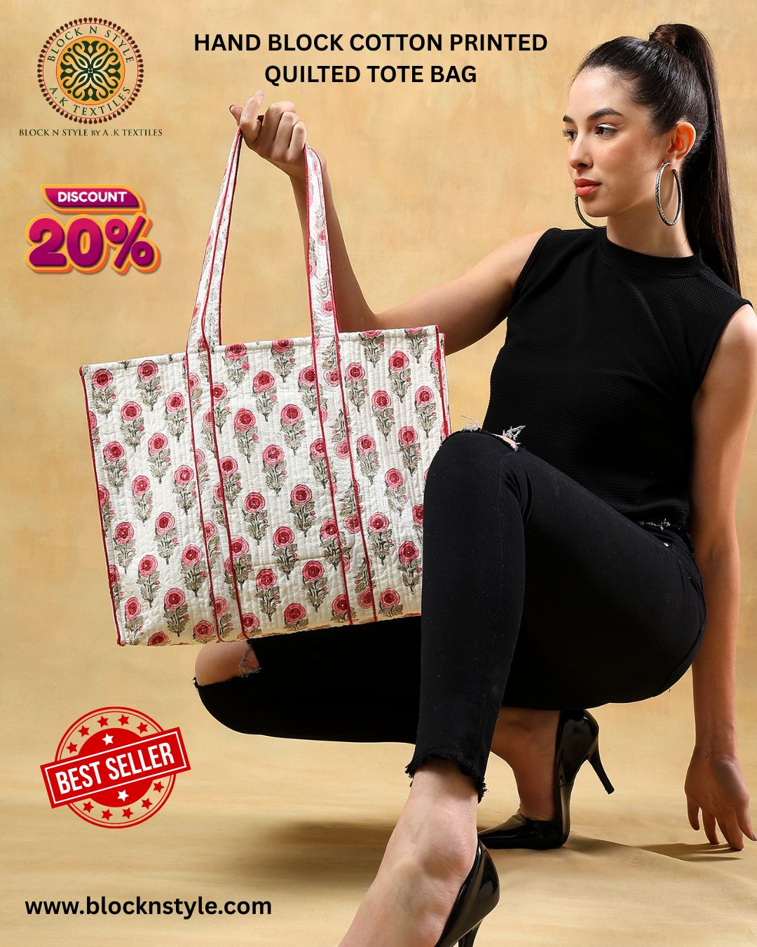 Hand Block Cotton Printed Quilted Tote Bag – Where Style Meets Sustainability