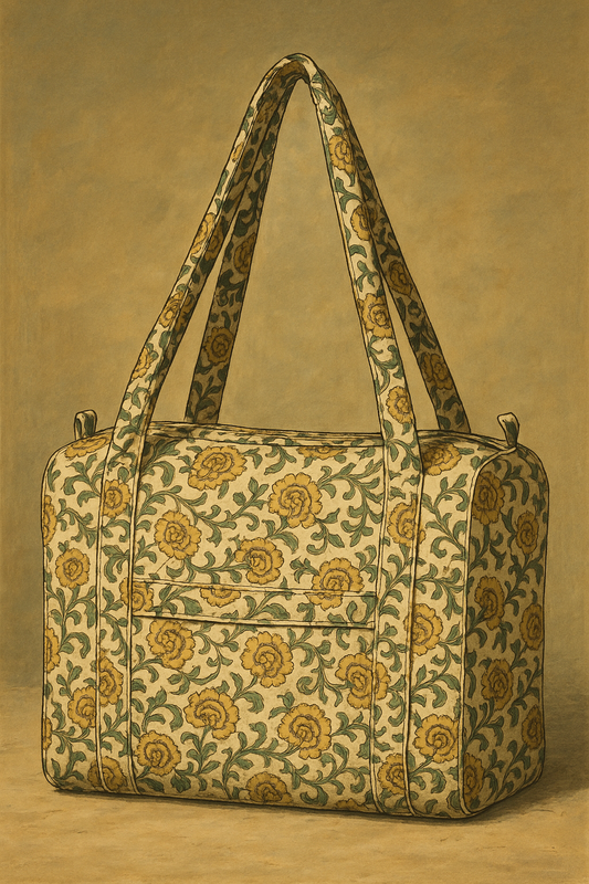 Travel in Style with Our Block N Style Hand Block Sangnaeri Print Quilted Duffel Bags