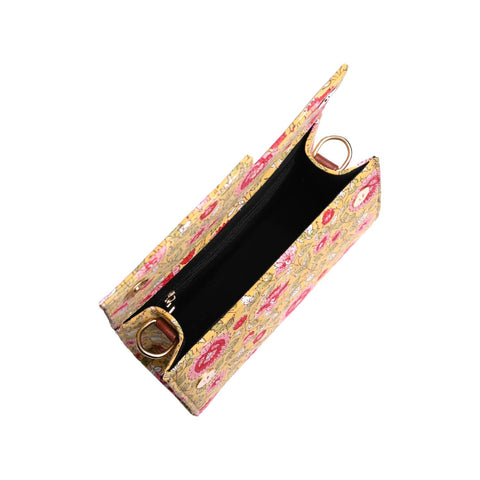 BLOSSOMING ROSES IN BASANT COTTON PRINTED BOX BAG