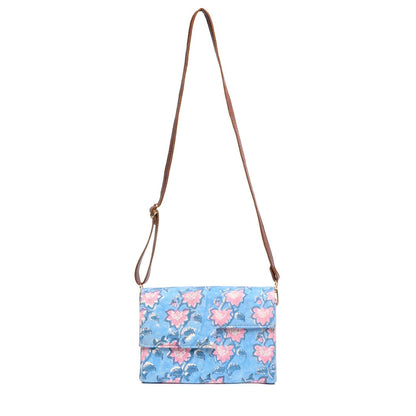 FLOATING WATER LILY IN OCEAN COTTON PRINTED BOX BAG