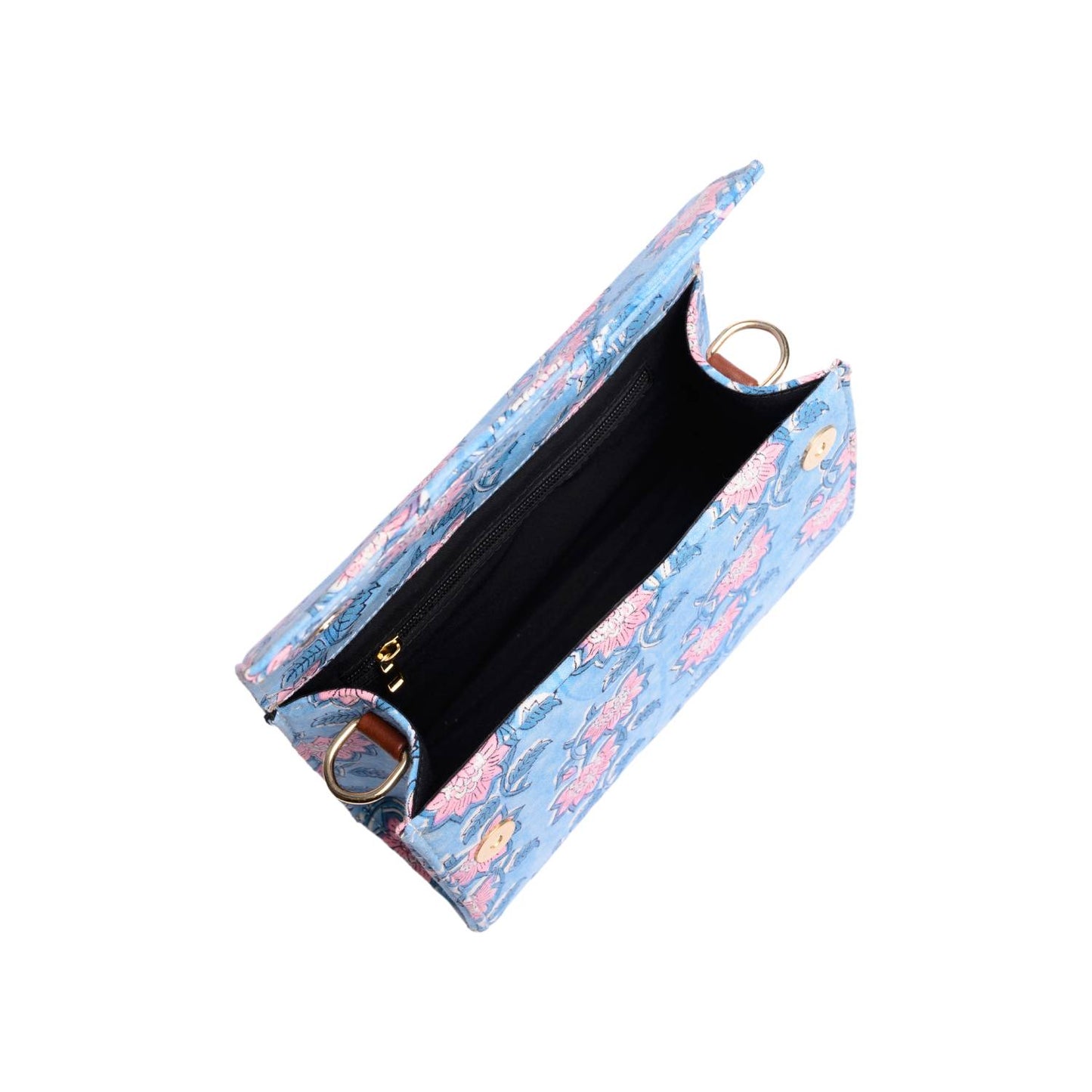 FLOATING WATER LILY IN OCEAN COTTON PRINTED BOX BAG
