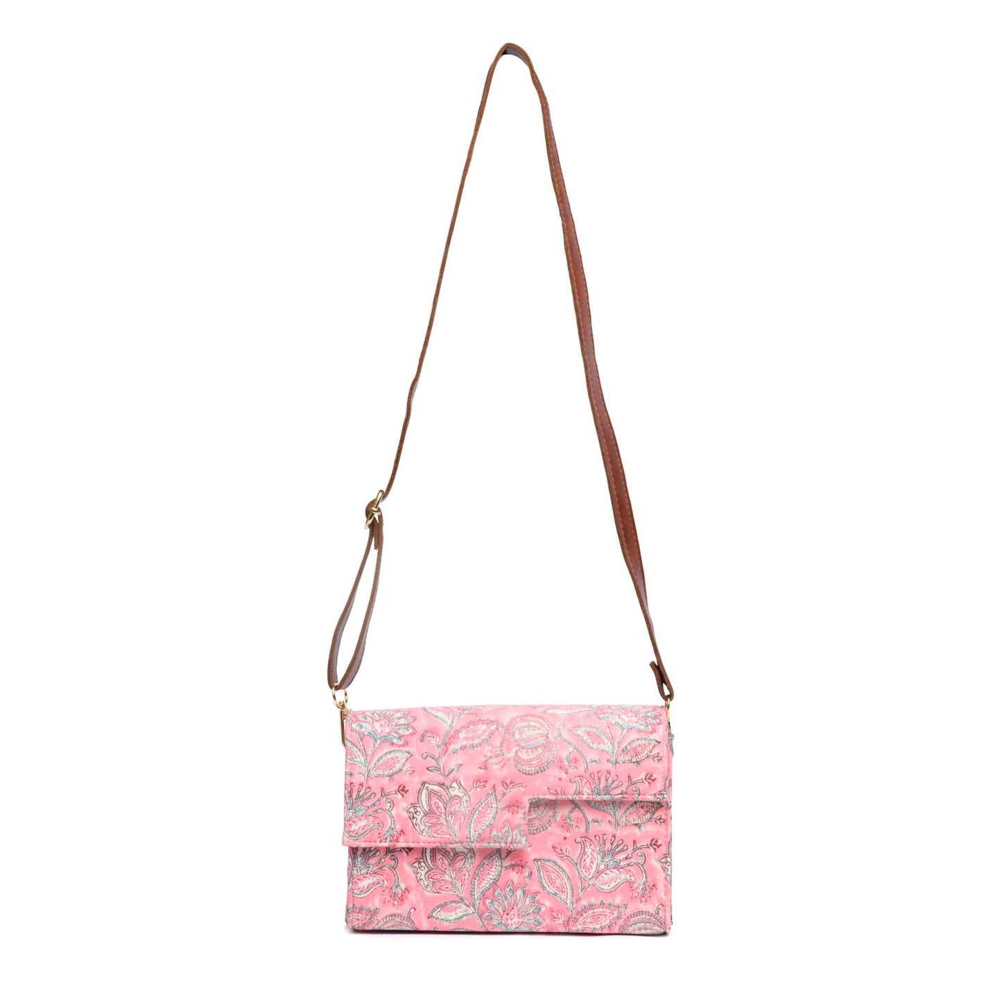 OPIUM POPPY JAAL_PINK COTTON PRINTED BOX BAG