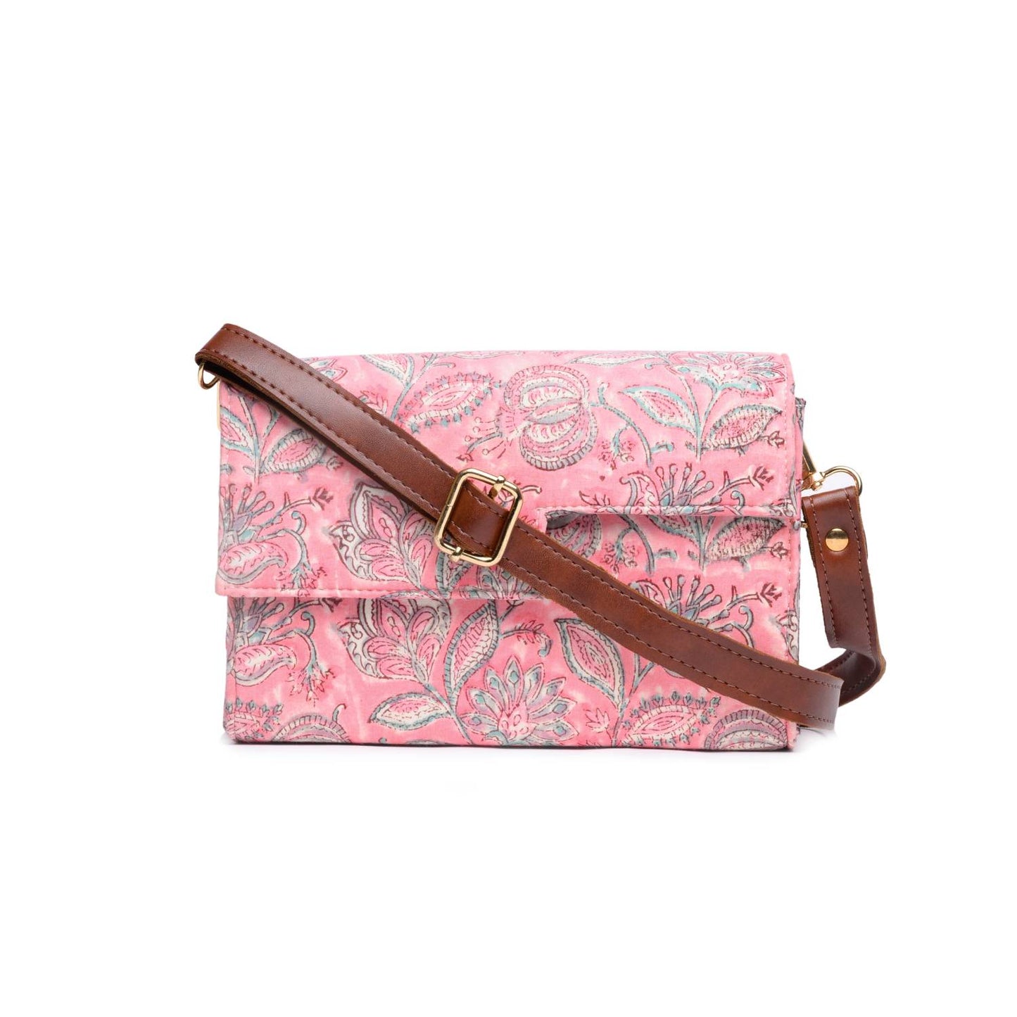 OPIUM POPPY JAAL_PINK COTTON PRINTED BOX BAG