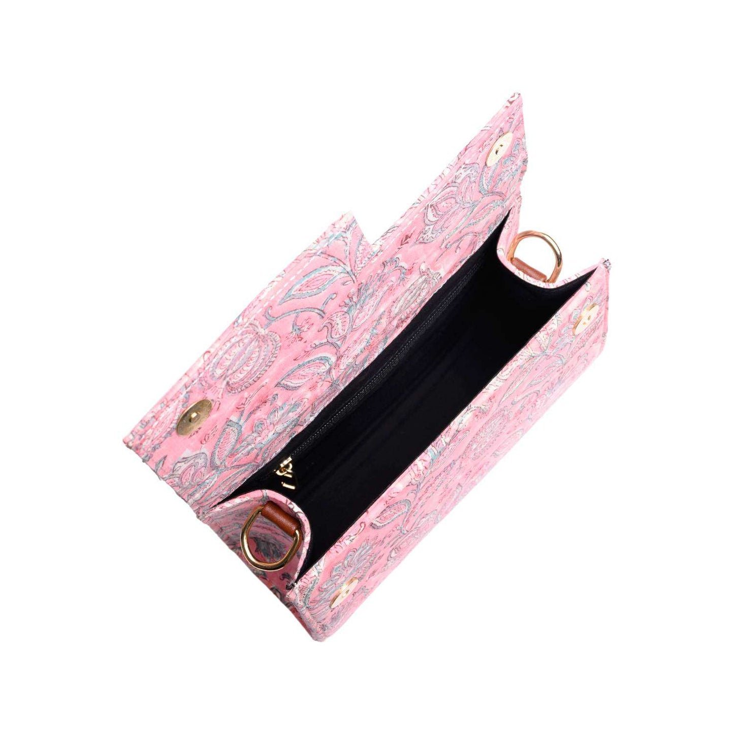 OPIUM POPPY JAAL_PINK COTTON PRINTED BOX BAG