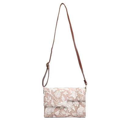 SAPPHIRE JAAL_TAUPE COTTON PRINTED BOX BAG