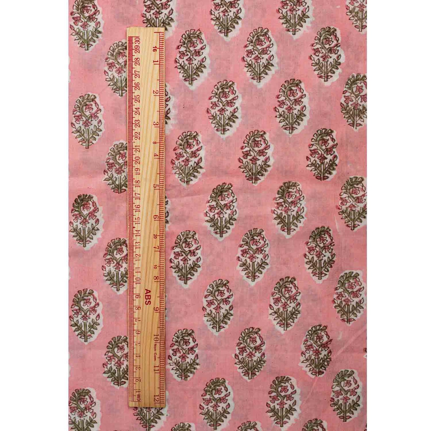 BLOCK PRINTED COTTON FABRIC CARDMOM BUTTI