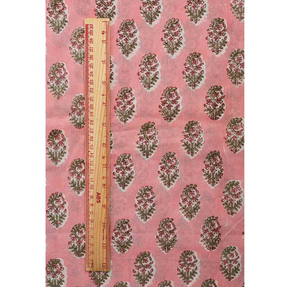 BLOCK PRINTED COTTON FABRIC CARDMOM BUTTI