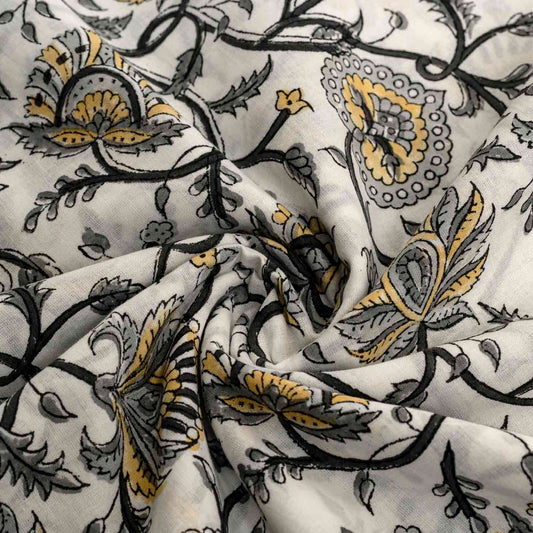 BLOCK PRINTED COTTON FABRIC BETEL JAAL 2