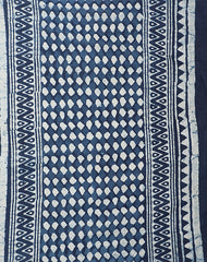 AEGLE COTTON HAND BLOCK INDIGO PRINTED SAREE WITH BLOUSE