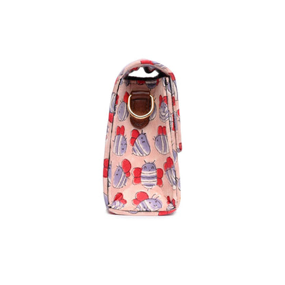 HONEY BEE_PEACH COTTON PRINTED BOX BAG