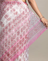 CREEPER BUTTA HAND BLOCK KOTA DORIA SANGNAERI PRINTED SAREE WITH BLOUSE