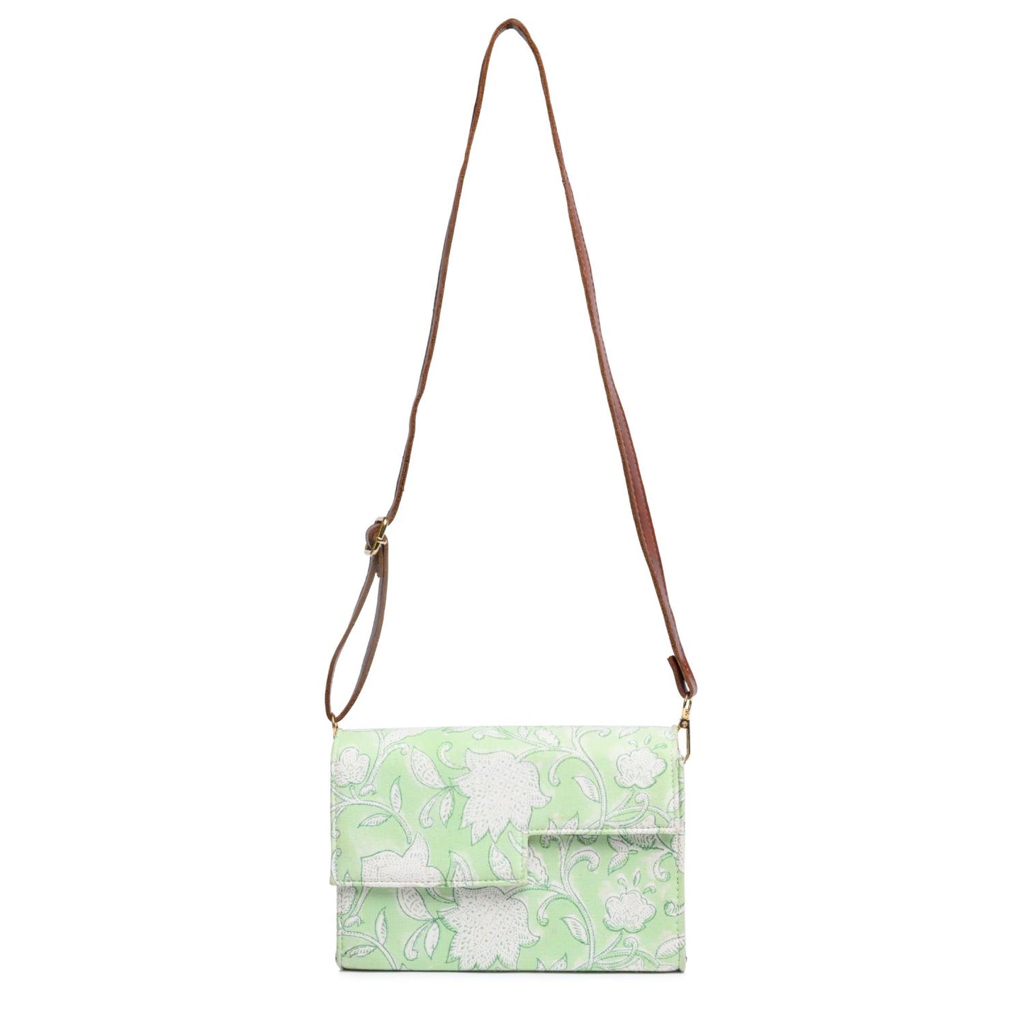 TULIP STAR HAND BLOCK COTTON PRINTED BOX BAG VEGAN LEATHER